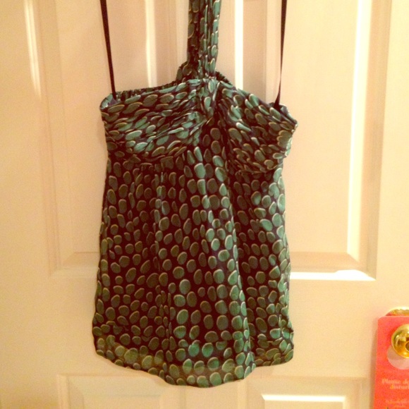 BCBG green one shoulder chiffon top