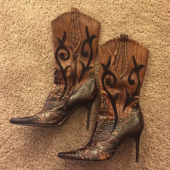Brown sneak skin cowboy boots