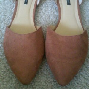 Brown point toe flats