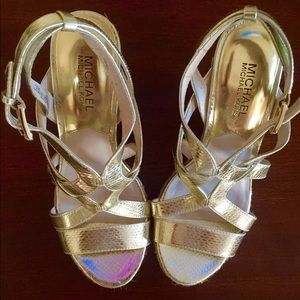 Michael Kors Metallic Espadrille Wedge Sandal