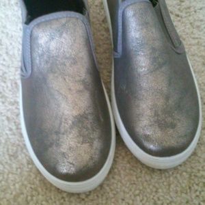 Silver slip on sneakers---NWOT