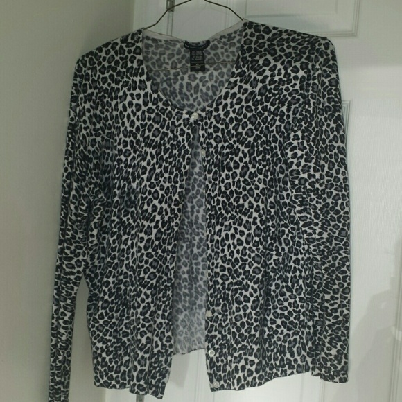 Black and white leopard print cardigan