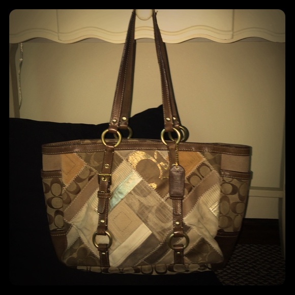 Patchwork brown coach purse authentic