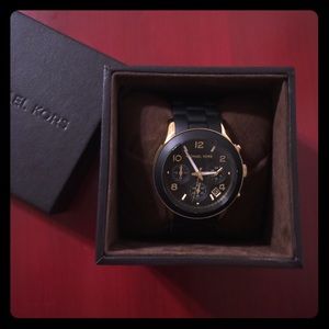 Michael Kors black and gold chronograph watch