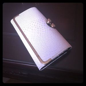 White snake leather clutch