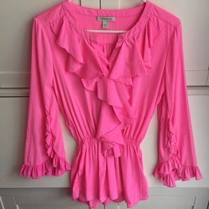 ‼️SALE‼️Bright pink ruffle blouse