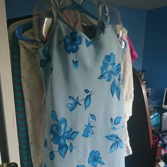 Long dress with sweet blue flowers