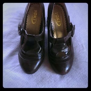 Brown Mary Jane style shoes