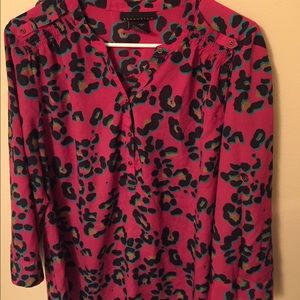 Pink Cheetah print blouse XL No stains No tears