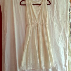 Floral lace cream dress