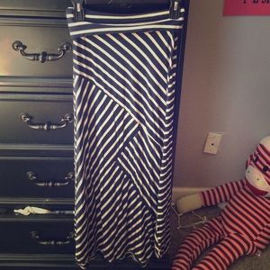 Navy Blue Stripped Maxi Skirt