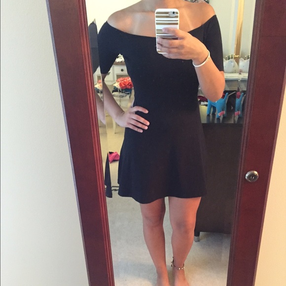 black fit and flare dress