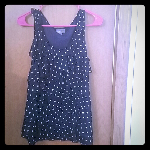 Polka Dot Navy Ruffle Tank