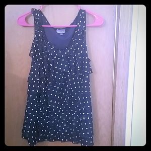 Polka Dot Navy Ruffle Tank