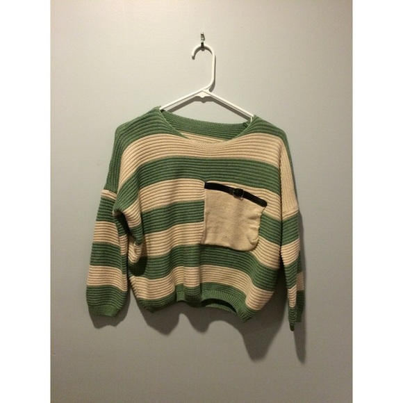 Mint & Cream Cropped Sweater
