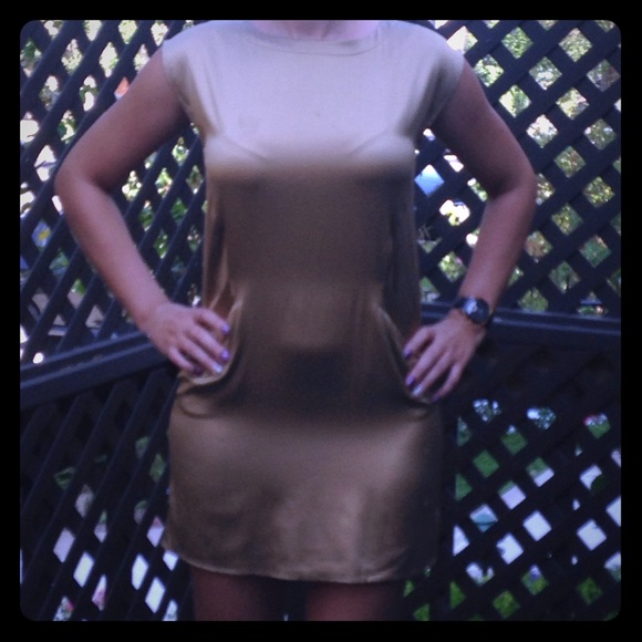 Gold Cap Sleeve Dress Barney New York