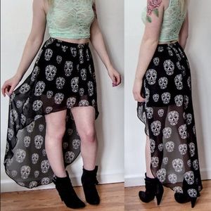 Sugar Skull high low skirt
