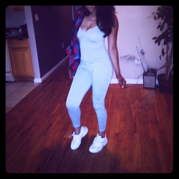 Grey body suit