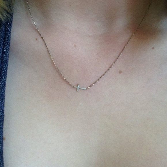 teeny tiny sterling silver cross necklace