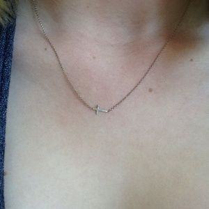 teeny tiny sterling silver cross necklace