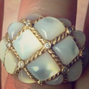 18k gold diamond enamel/resin ring