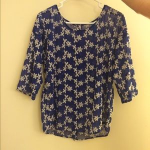 Blue sheer floral top