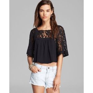🌸 Free People Catalina Lace Crop Top S Black 🌸