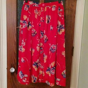 Red Floral Skirt