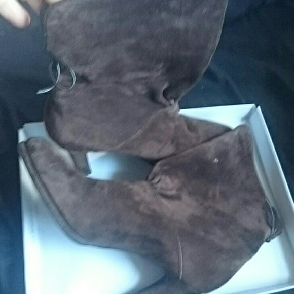 Suede brown man made leather