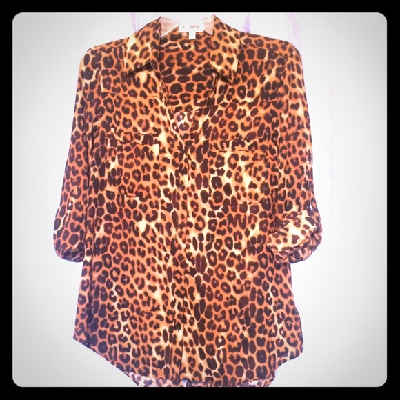Express leopard print portofino shirt