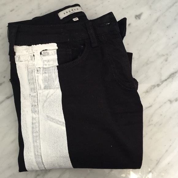 Sandro fall/winter 2014 black jeans white stripe - Picture 2 of 2