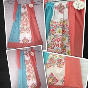 🌸🌸Teal & Coral print little girls dress🌸🌸