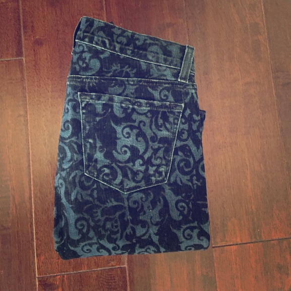 J Brand baroque dark denim with navy velvet print
