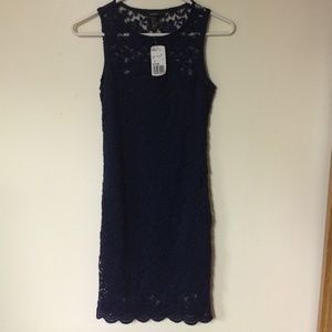 Navy Blue Lace Bodycon Dress