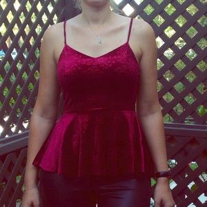 Red Velvet Peplum Top