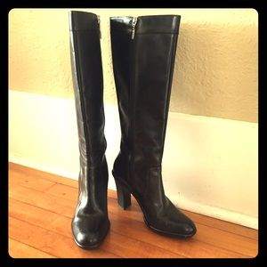 Tommy Hilfiger knee high black leather boots 7M