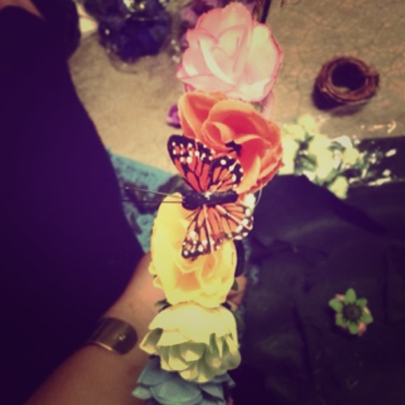 Custom Coachella Rainbow butterfly flower crown - Picture 1 of 1