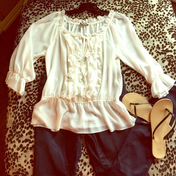 Sheer Cream Shirt. Perfect for summer ☀️