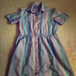 Vintage button up striped dress! Size large!