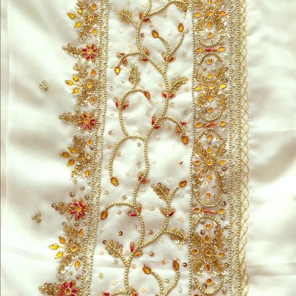Beaded off-white saree!