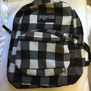 Black & White Plaid Print Jansport Backpack