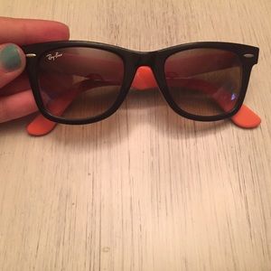 Authentic Black and Orange Ray Ban Wayfarers