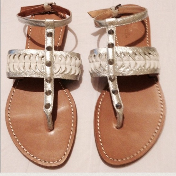 🎉NWT! Belle" Silver&White Sandals w/ankle strap! - Picture 2 of 2