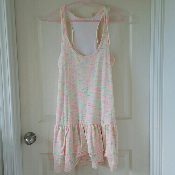 VS Neon Striping Ruffle Bottom Racerback Dress