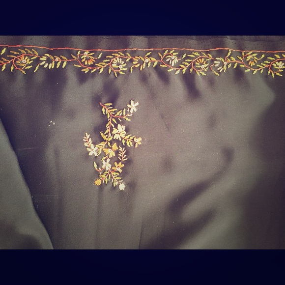 Brand new black embroidered silk saree