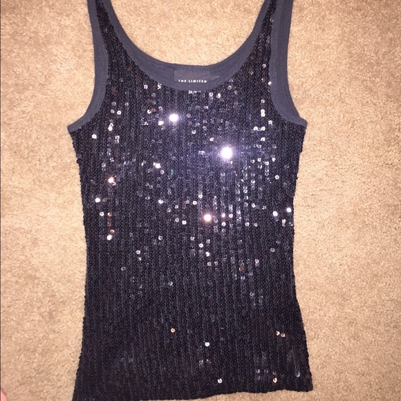 Black Sequin Tank / Small/ The Limited