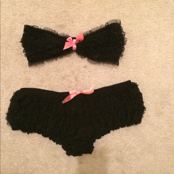 Frederick's of Hollywood sheer/ruffle set