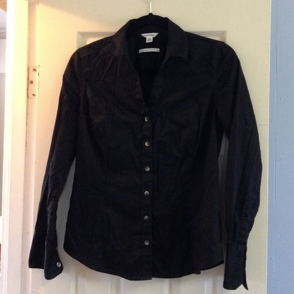 CK black button down shirt