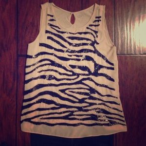 Zebra Print Sequin Shirt
