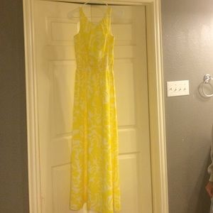Yellow and white maxi dress from Ann Taylor